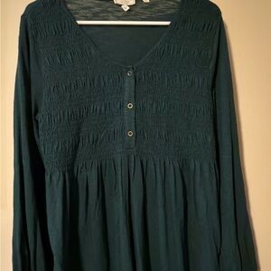 Fat Face Deep Teal Smocked Blouse